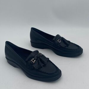 Maripe Black Leather Loafers women 7.5M Tassel Accent casual office retro Y2K